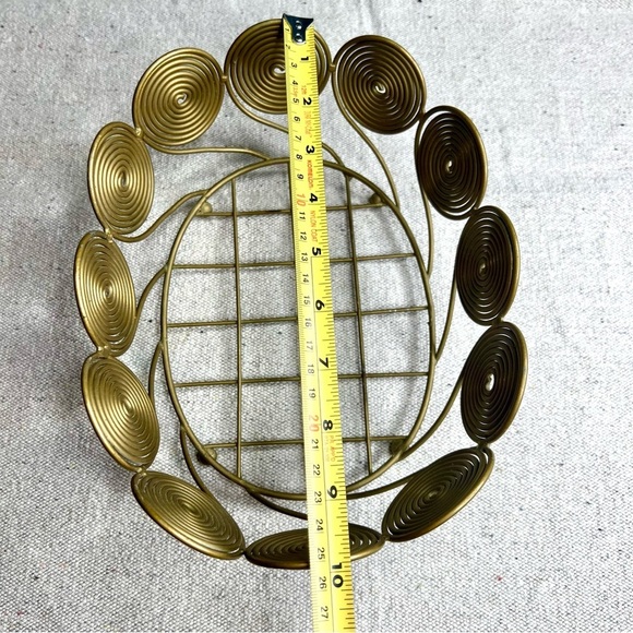 Vtg Mid Century Modern footed gold spiral/coil baskets - Picture 6 of 12